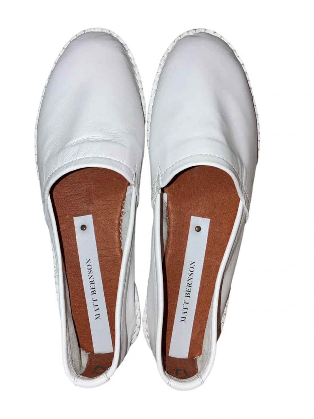 Matt Bernson White Leather Espadrilles